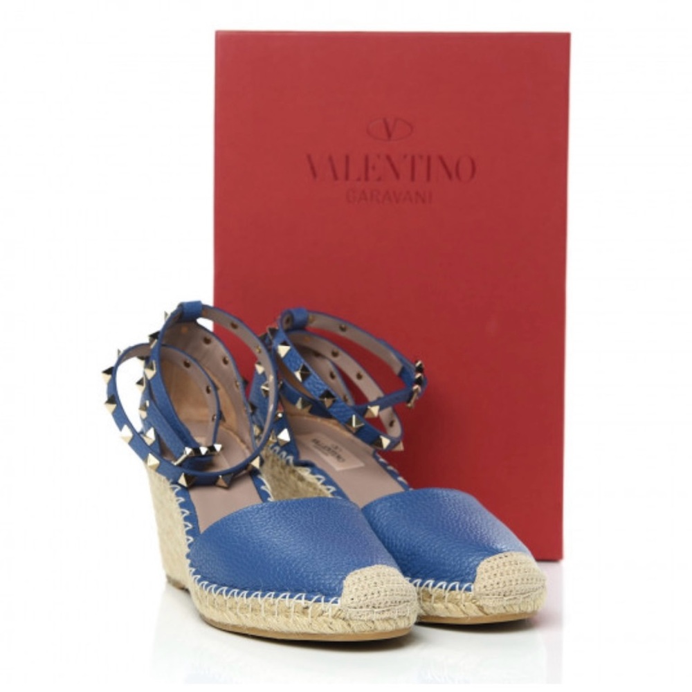 Valentino Garavani Studded Blue Espadrilles